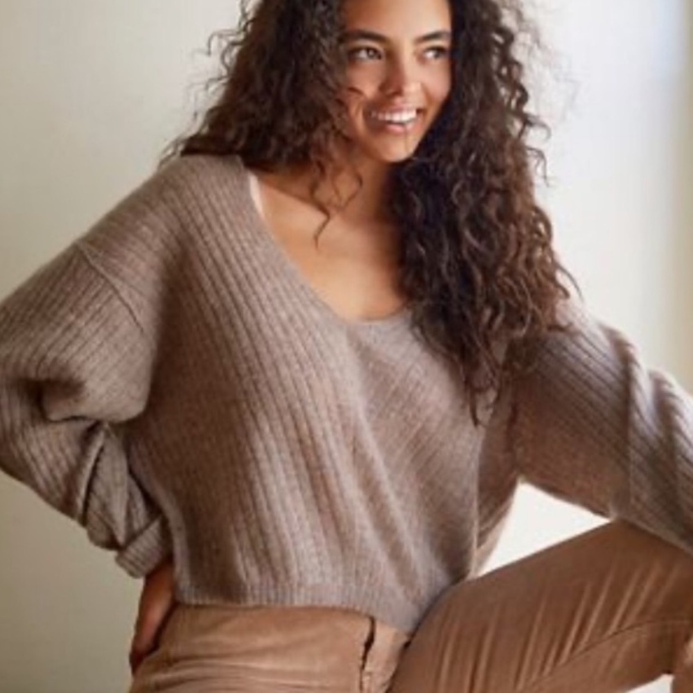 NWOT Free People Elias Cashmere V-Neck Pullover Sweater Z265-17